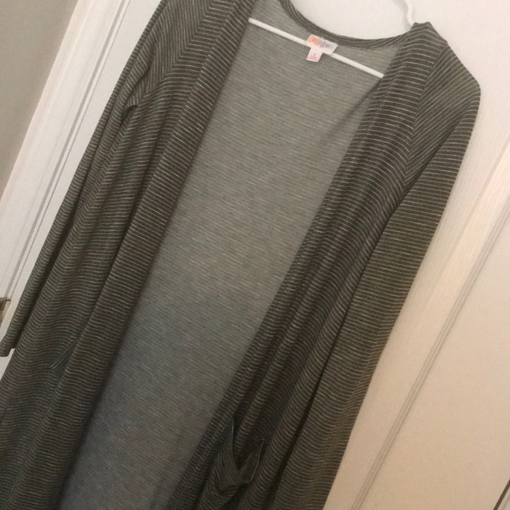 Lularoe green striped duster